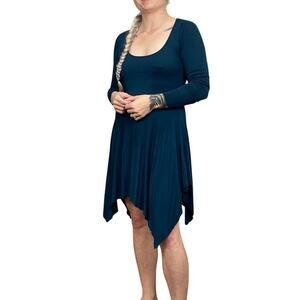 Women's Mishu Boutique Siren Tunic Dress Boho Flowy Dance in Teal Sea Green- Med